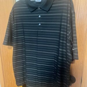 Nike Men's Black Polo with Thin Gray Stripes